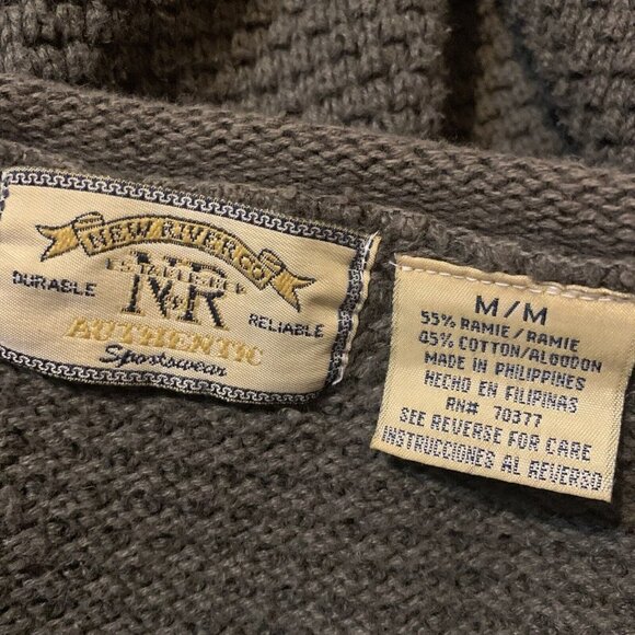 NEW RIVER. Sz Medium. Olive Drab. Cotton Ramie Blend Sweater. Pullover. B87. - Picture 5 of 5